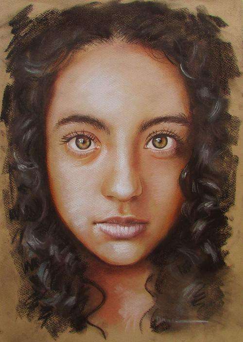 Colombian Girl, pastel drawing by Danie Cronje, unframed